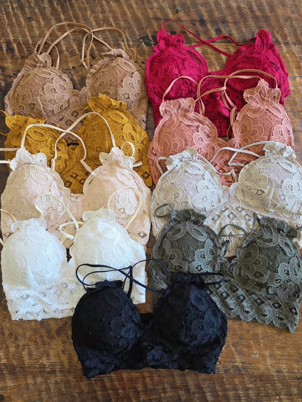 Quantity (9) Women's Bralette by Wishlist Strappy Lace Scallop Lace